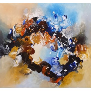 S. M. Naqvi, 36 x 36 Inch, Acrylic on Canvas, Abstract Painting, AC-SMN-168